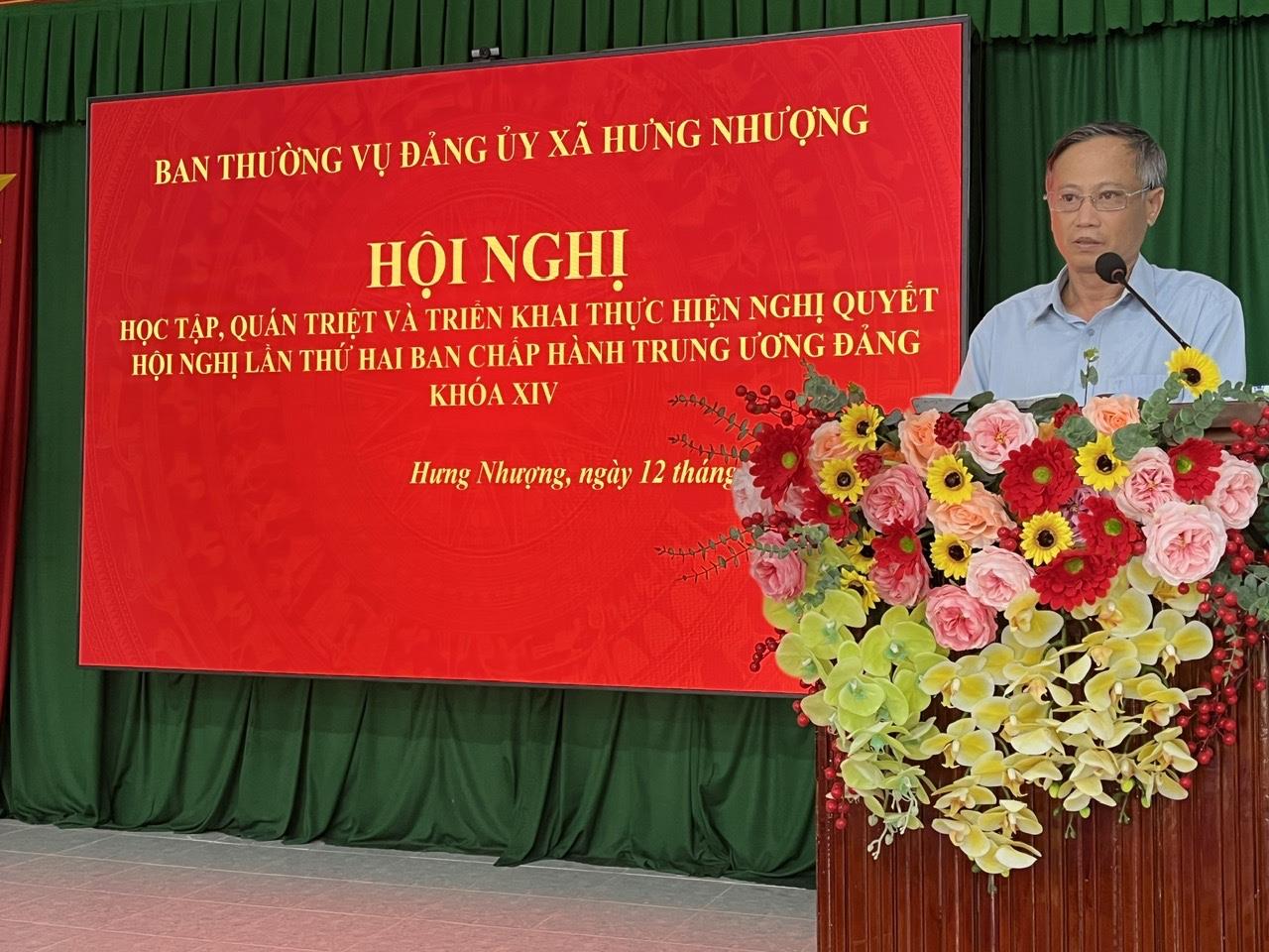 Xã Hưng Nhượng tổ chức Hội nghị quán triệt nghị quyết và triển khai thực hiện Nghị quyết Hội nghị lần thứ hai ban chấp hành TW Đảng khóa XIV
